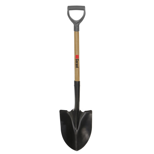 Round point shovel, wood handle, D-grip