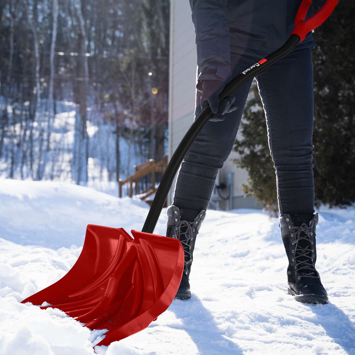 Snow pusher, ergo aluminum handle, 24" poly blade