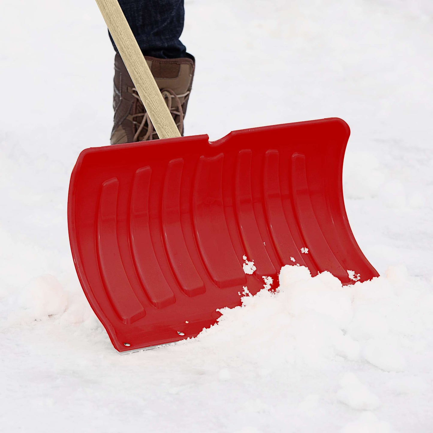 Snow pusher, 21" poly blade, steel wear strip