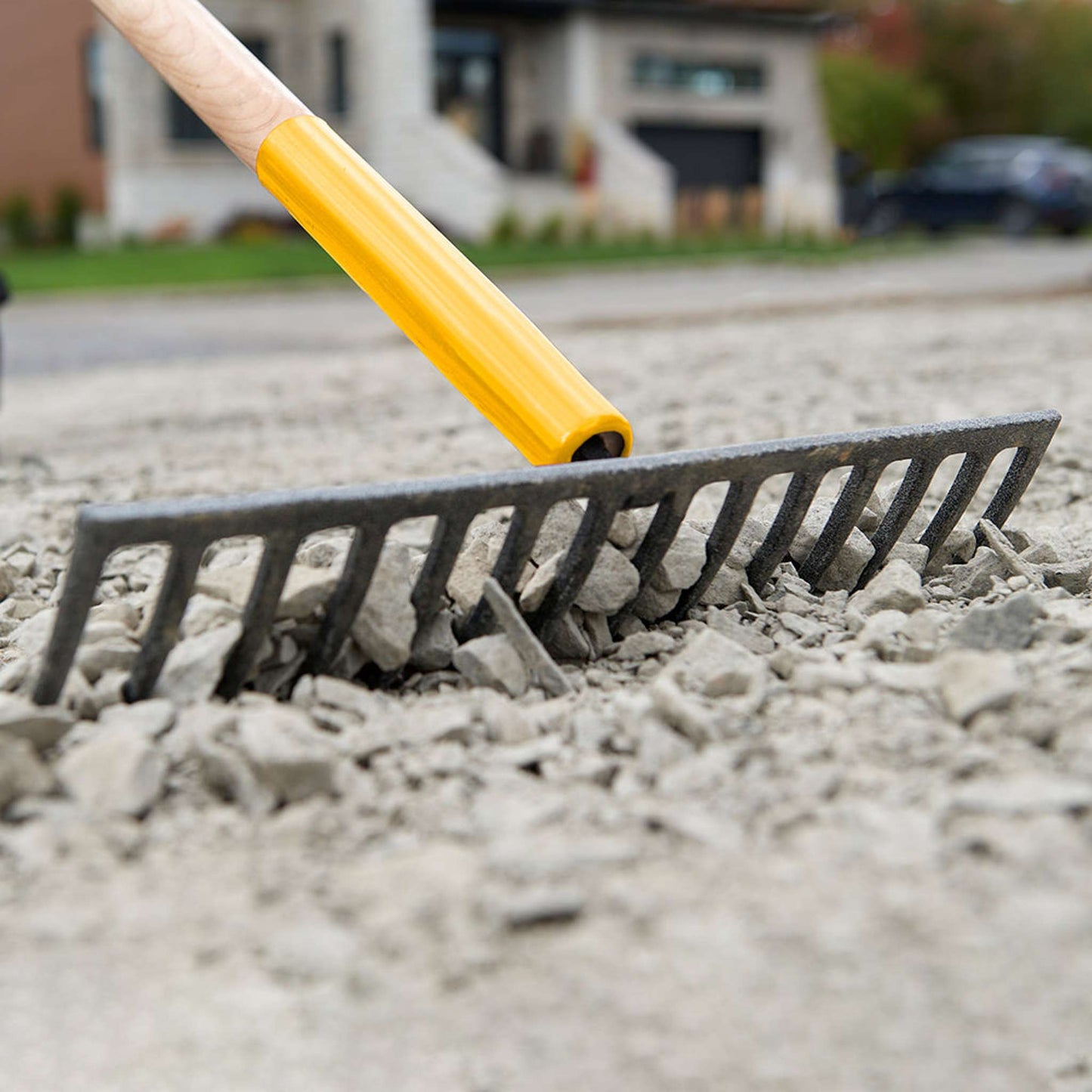 Level rake, wood handle