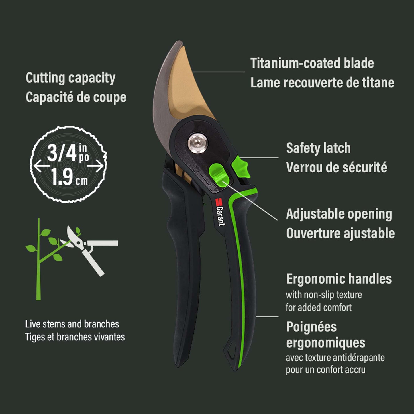 Sécateur à contre-lame, format medium