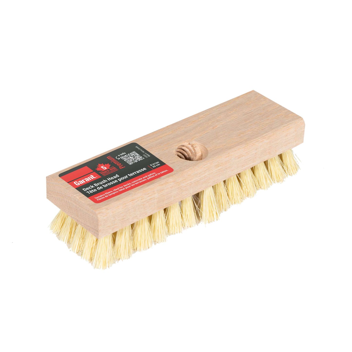 Deck brush, 8", natural bristles