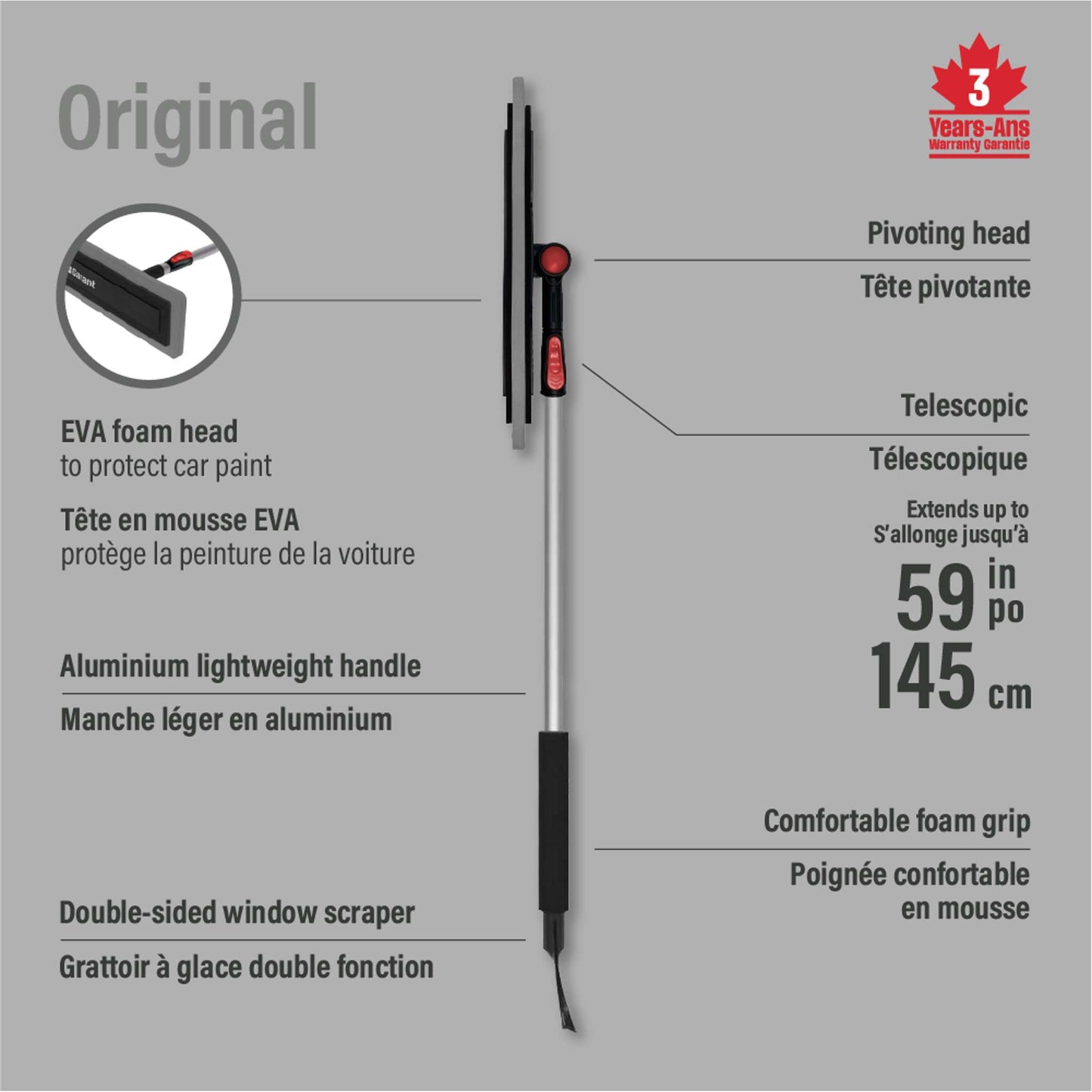 56" Scratch-Free Telescopic Snow Brush with Pivoting Head