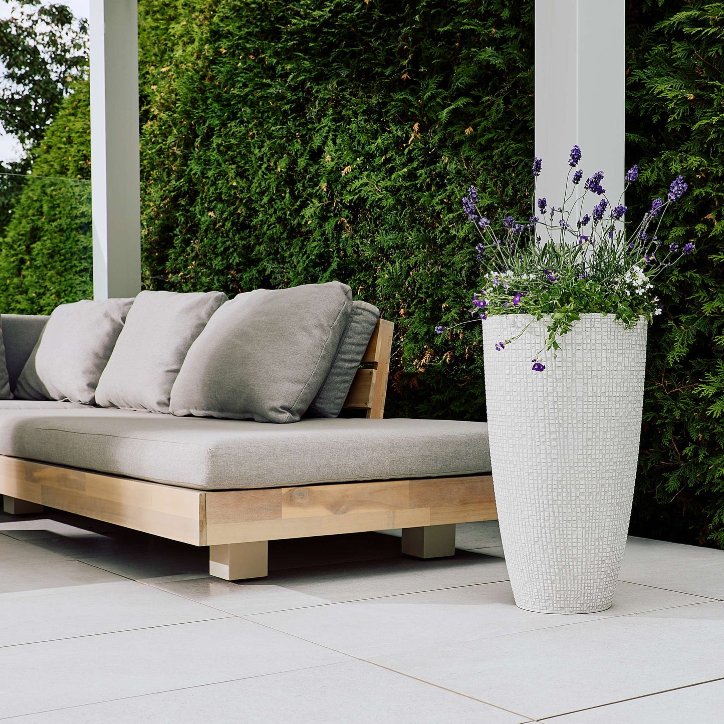 Tall 12’’ Riley Planter with fine line stone effect