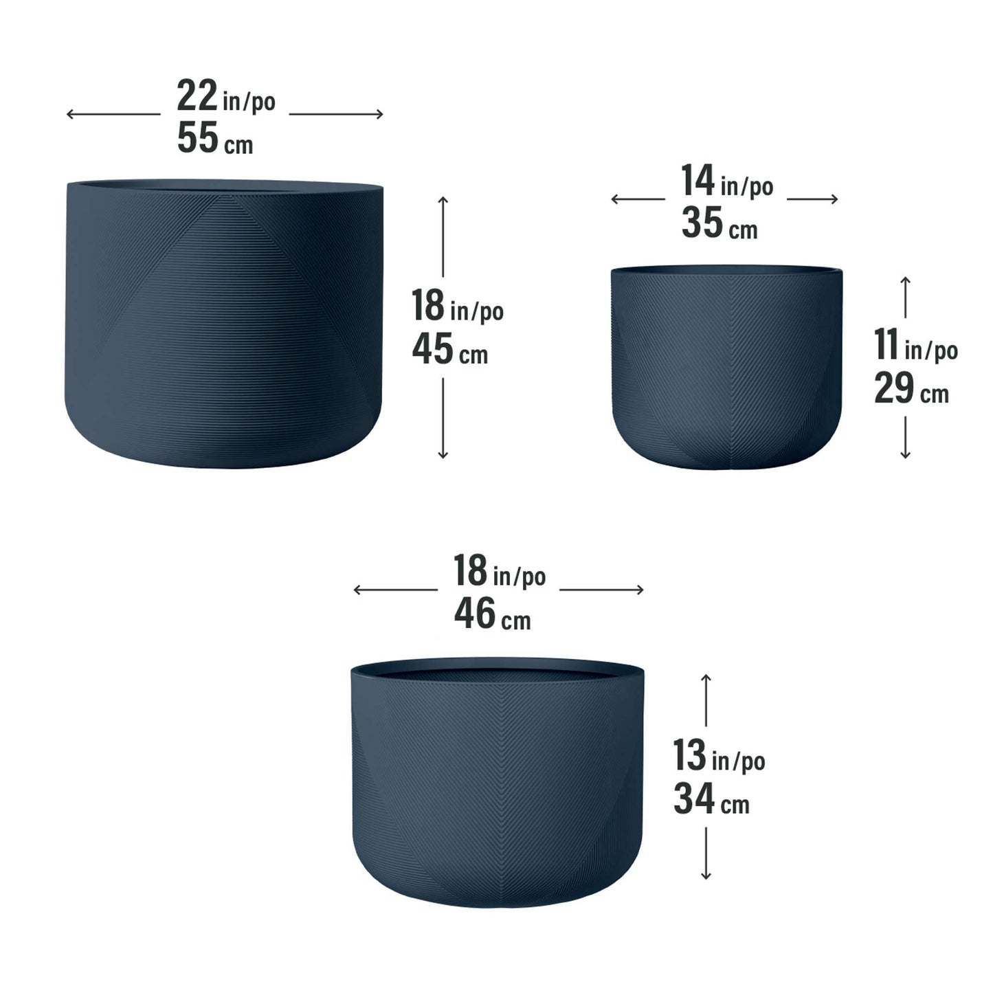 Gavin 3-Piece Planter Set – 14", 18" and 22"