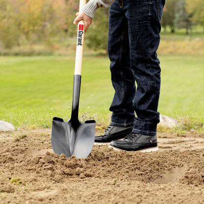 Round Point Tempered Steel Shovel with D-Grip Handle