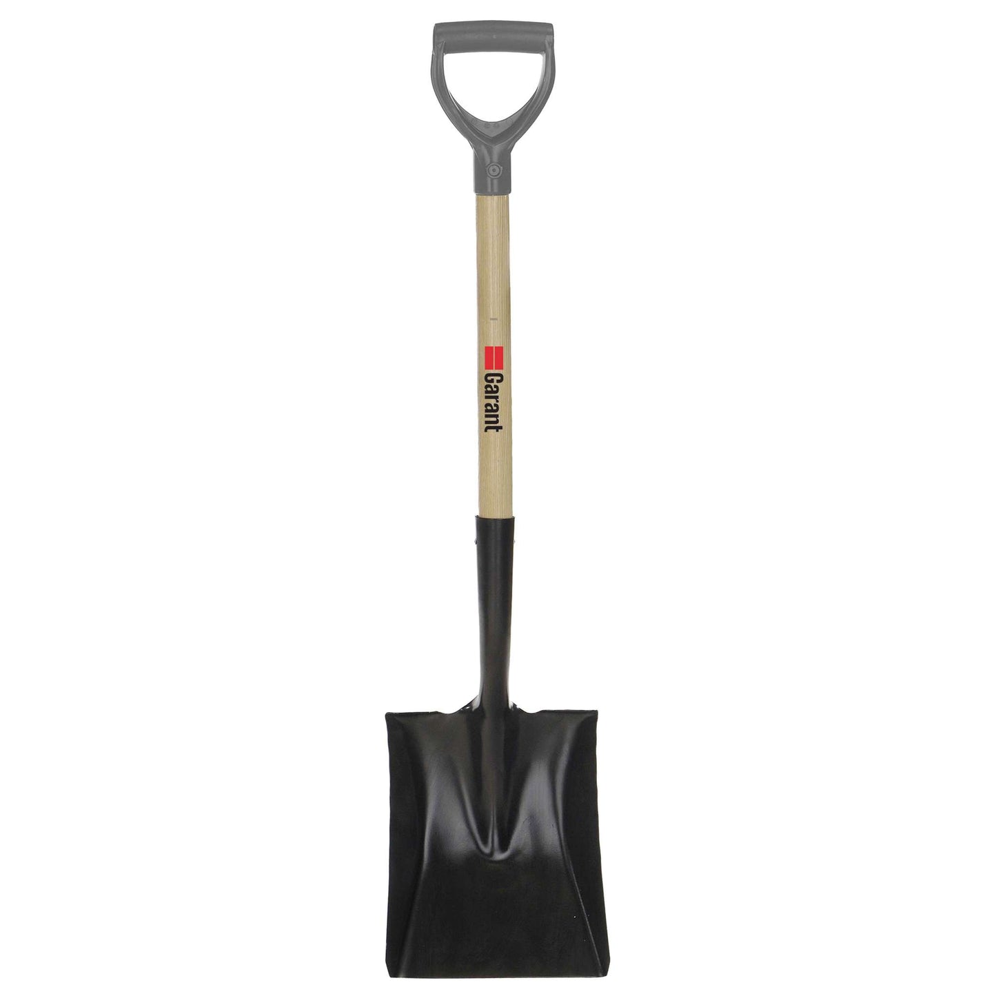 Square point shovel, wood handle, D-grip