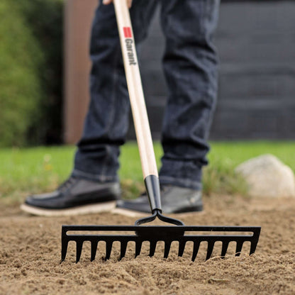 Level rake, wood handle