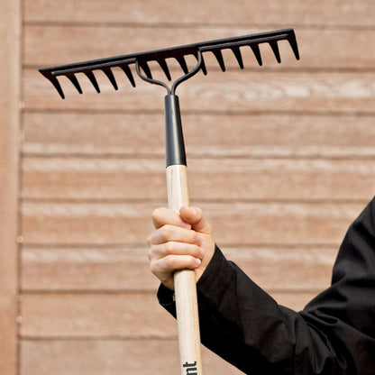 Level rake, wood handle