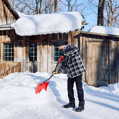 Snow shovel, ergo aluminum handle, 13.9" poly blade