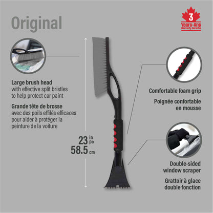 Balai à neige et grattoir à glace 23 po avec poignée en mousse