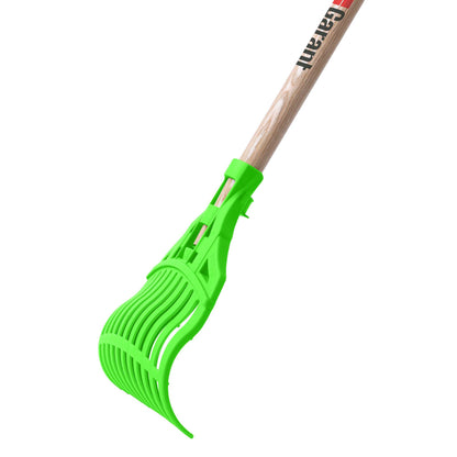 Shrub rake, short wood handle