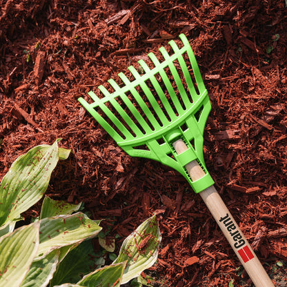 Shrub rake, short wood handle