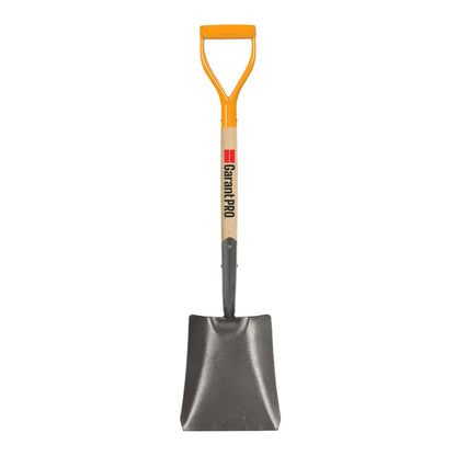 Square point shovel, wood handle, D-grip