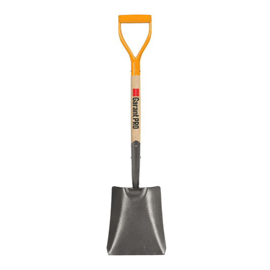 Square point shovel, wood handle, D-grip