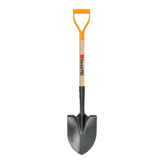 Round point shovel, wood handle, D-grip