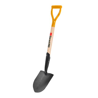 Round point shovel, wood handle, D-grip
