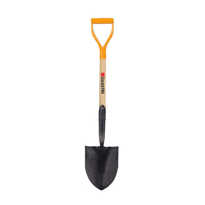 Round point shovel, wood handle, D-grip