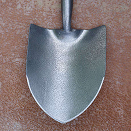 Round point shovel, long wood handle