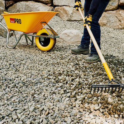 Double-back level rake, wood handle