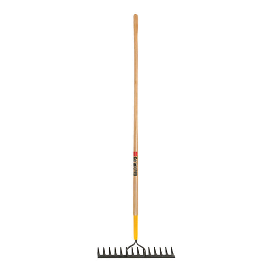 Double-back level rake, wood handle