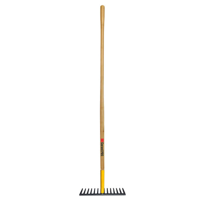 Level rake, wood handle