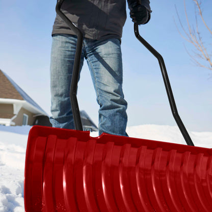 Snow pusher, steel handle, 36" poly blade