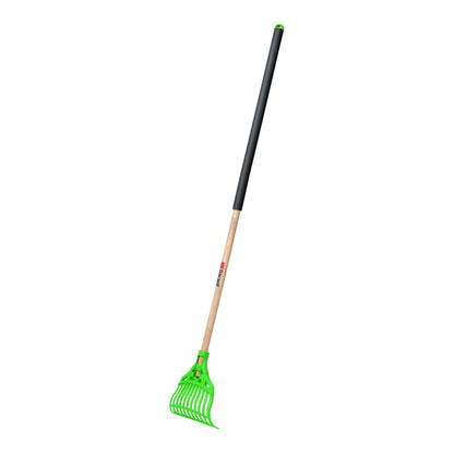 Shrub rake, wood handle