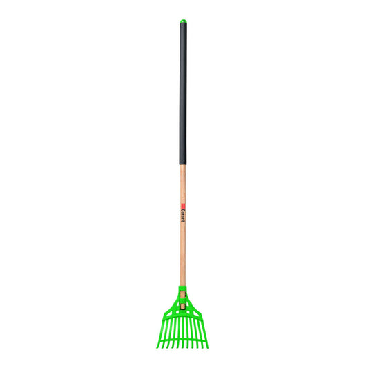 Shrub rake, wood handle