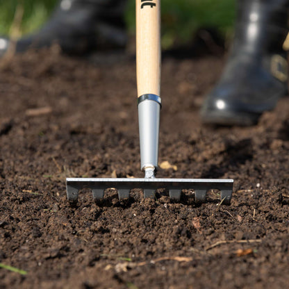 Level rake, wood handle