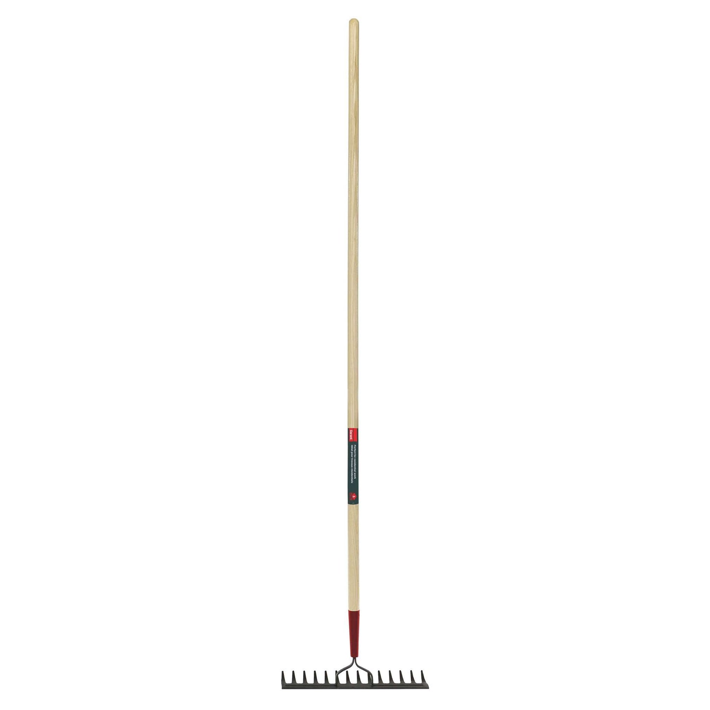 Double-back level rake, wood handle