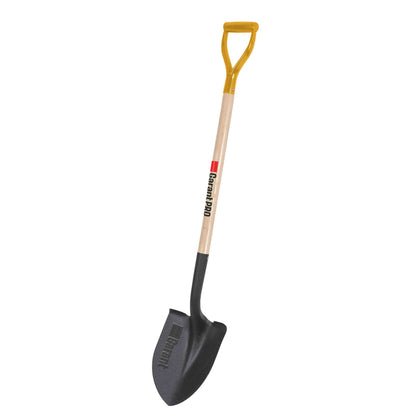Round point shovel, wood handle, D-grip