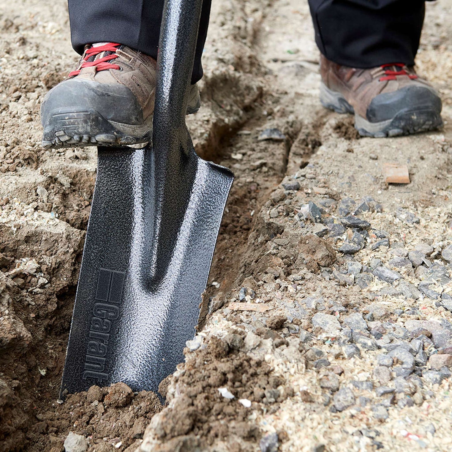 Drain spade, wood handle