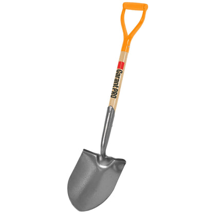 Round point shovel, wood handle, D-grip