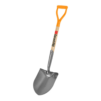 Round point shovel, wood handle, D-grip
