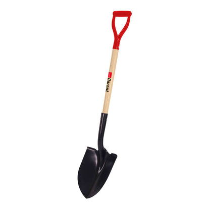 Round point shovel, wood handle, D-grip
