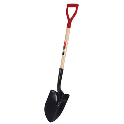 Round point shovel, wood handle, D-grip