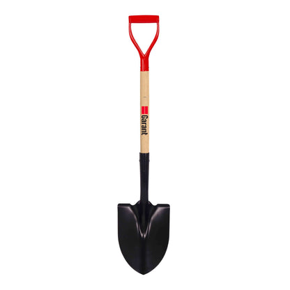 Round point shovel, wood handle, D-grip