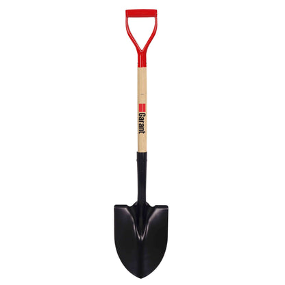 Round point shovel, wood handle, D-grip