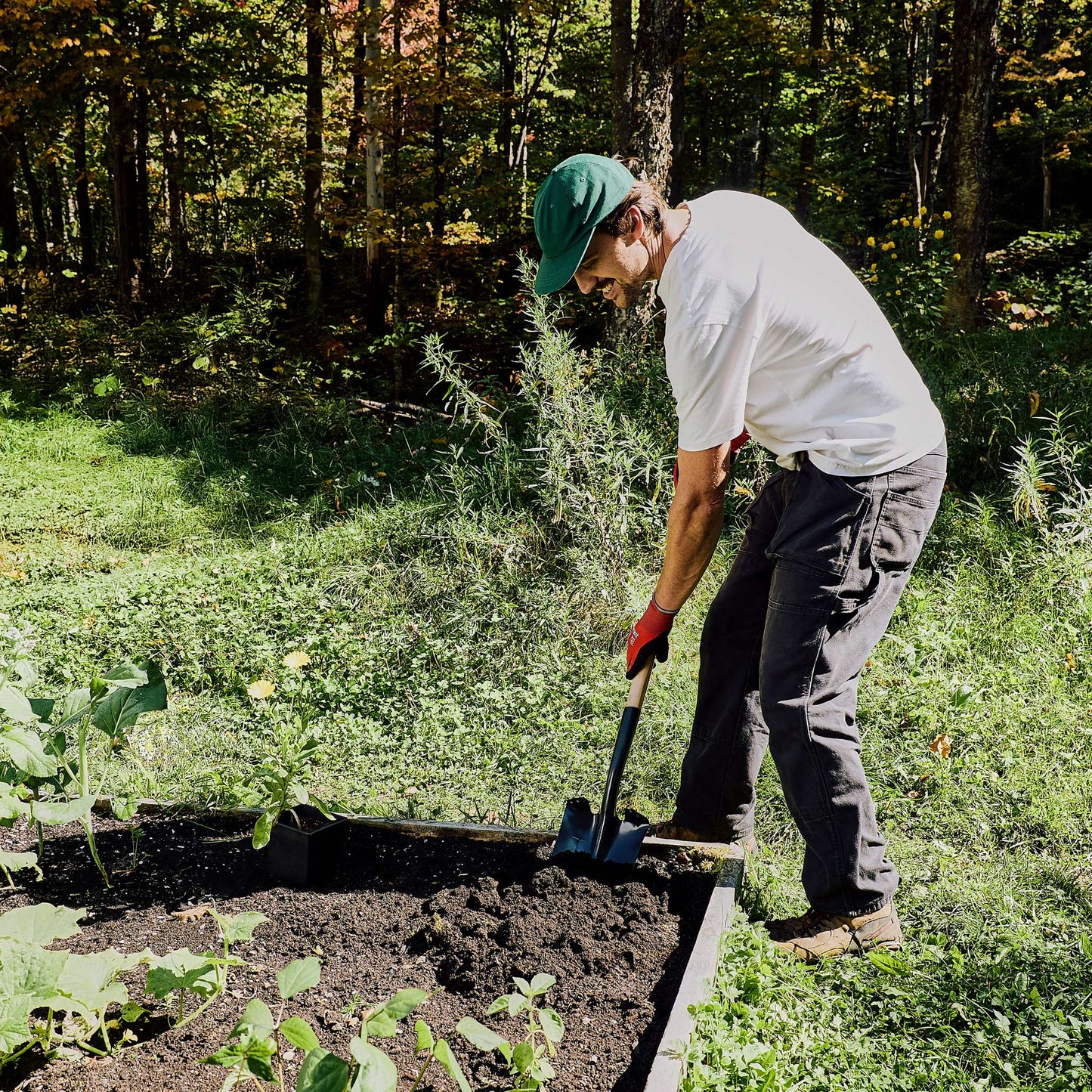 Garden spade, wood handle