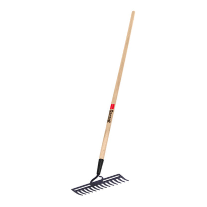Double-back level rake, wood handle