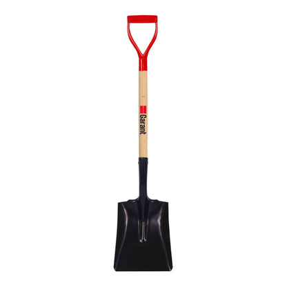 Square point shovel, wood handle, D-grip