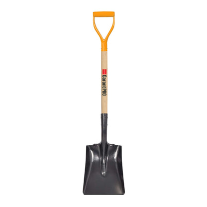 Square point shovel, wood handle, D-grip