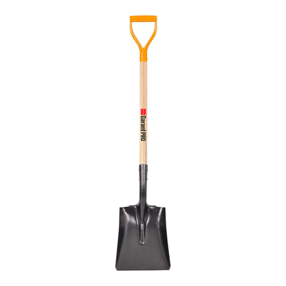Square point shovel, wood handle, D-grip