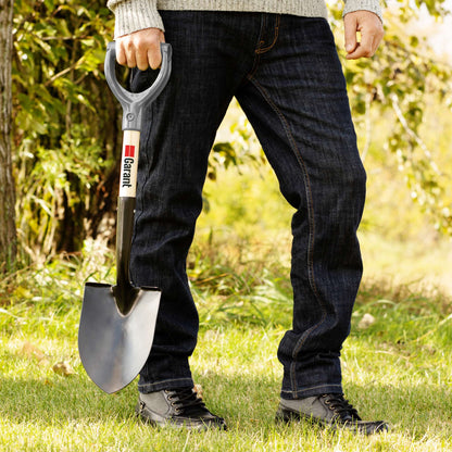 Compact Round Point Tempered Steel Shovel with D-Grip Handle