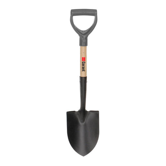 Compact Round Point Tempered Steel Shovel with D-Grip Handle