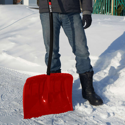 Snow shovel, ergo aluminum handle, 19" poly blade