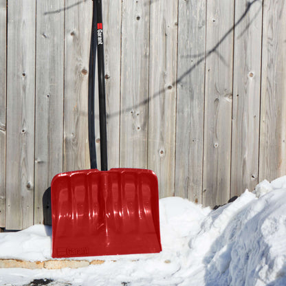 Snow shovel, ergo aluminum handle, 19" poly blade