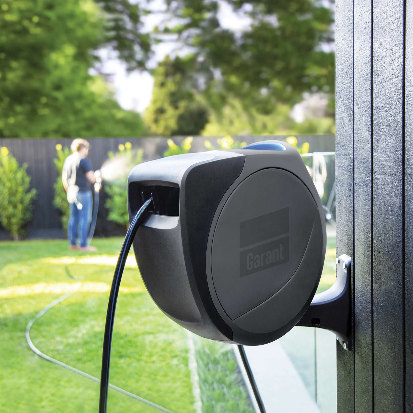 65-ft Retractable Wall-Mounted Hose Reel with Spray Nozzle