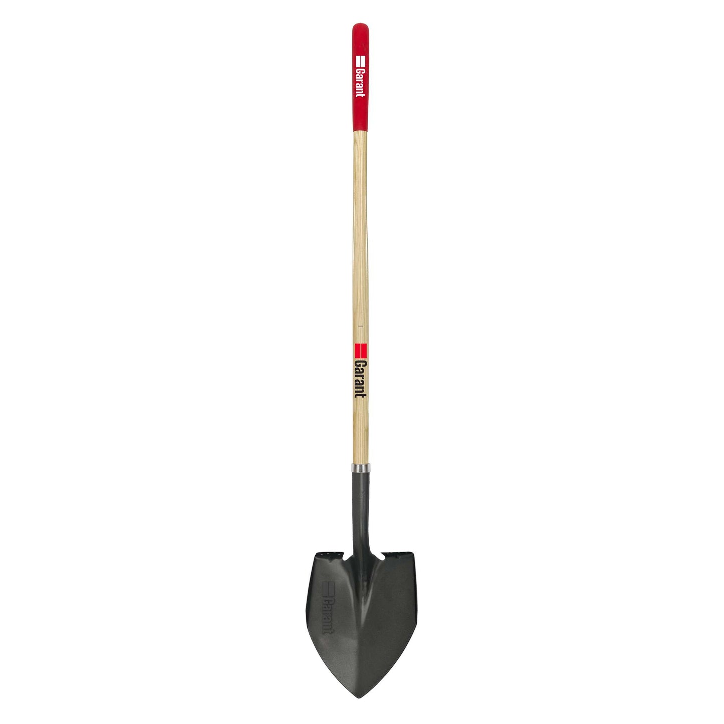 Round point shovel, long wood handle